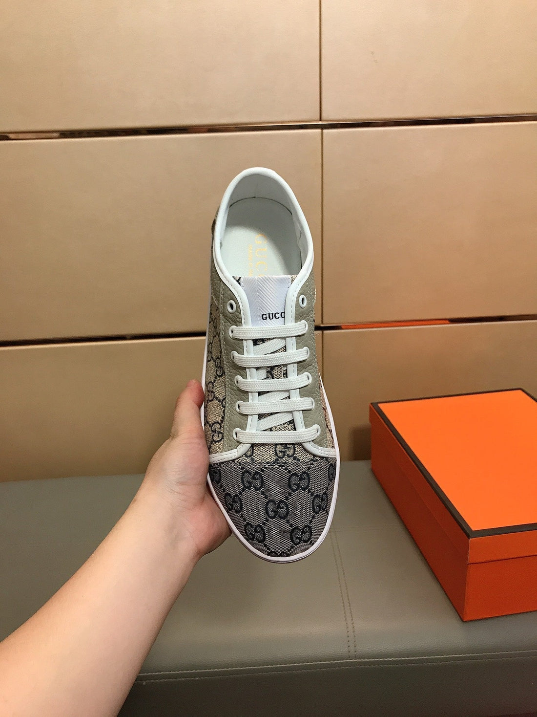 GG Ace Grey Low-Top Sneakers