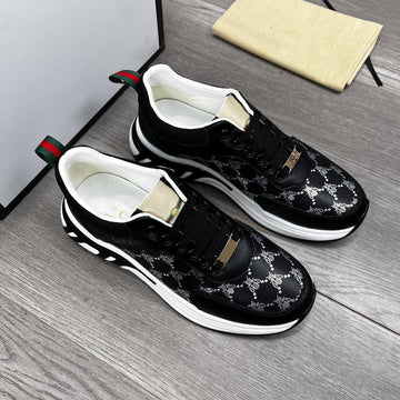 GG Black Cow Leather With Gold Bee Texture