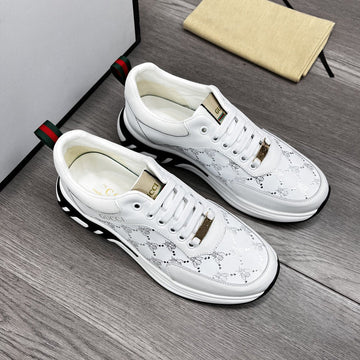 GG White Cow Leather With Gold Bee Texture