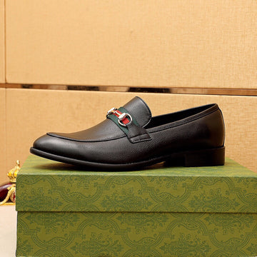 GG Loafers Silver Mens Matte Black Cowhide