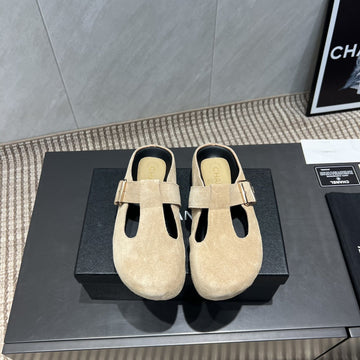 CC 25S Birkenstock Thick-Sole Loafers In Beige Suede 442539