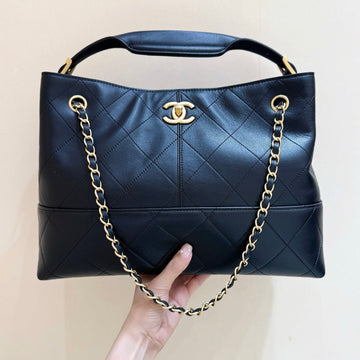 CC 25A Hobo Bag 36CM In Black Calfskin