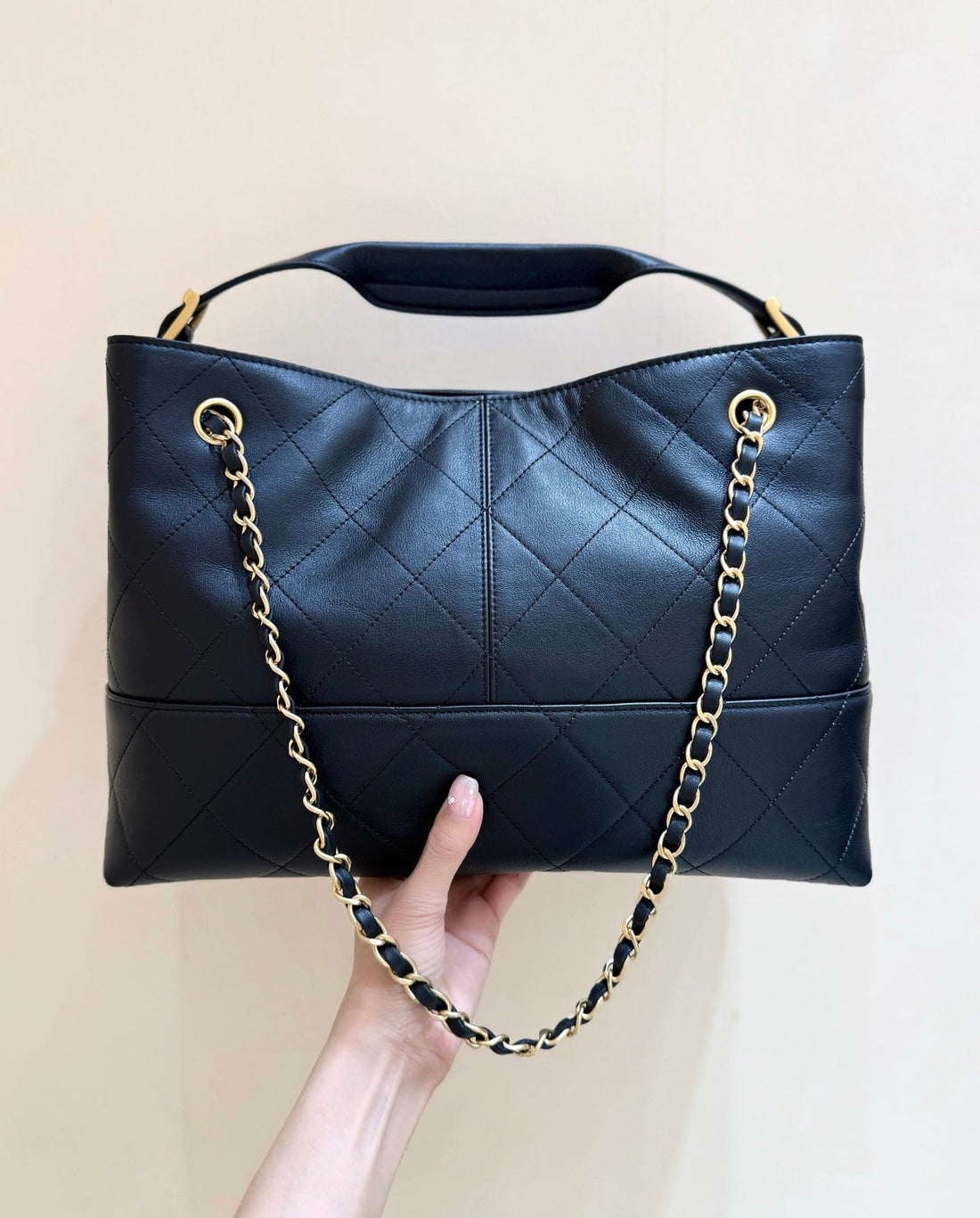 CC 25A Hobo Bag 36CM In Black Calfskin