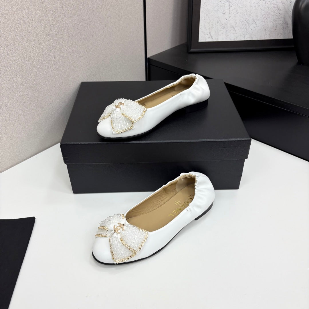 CC 25S Coco Beach Ballet Flats White Sheepskin 331788