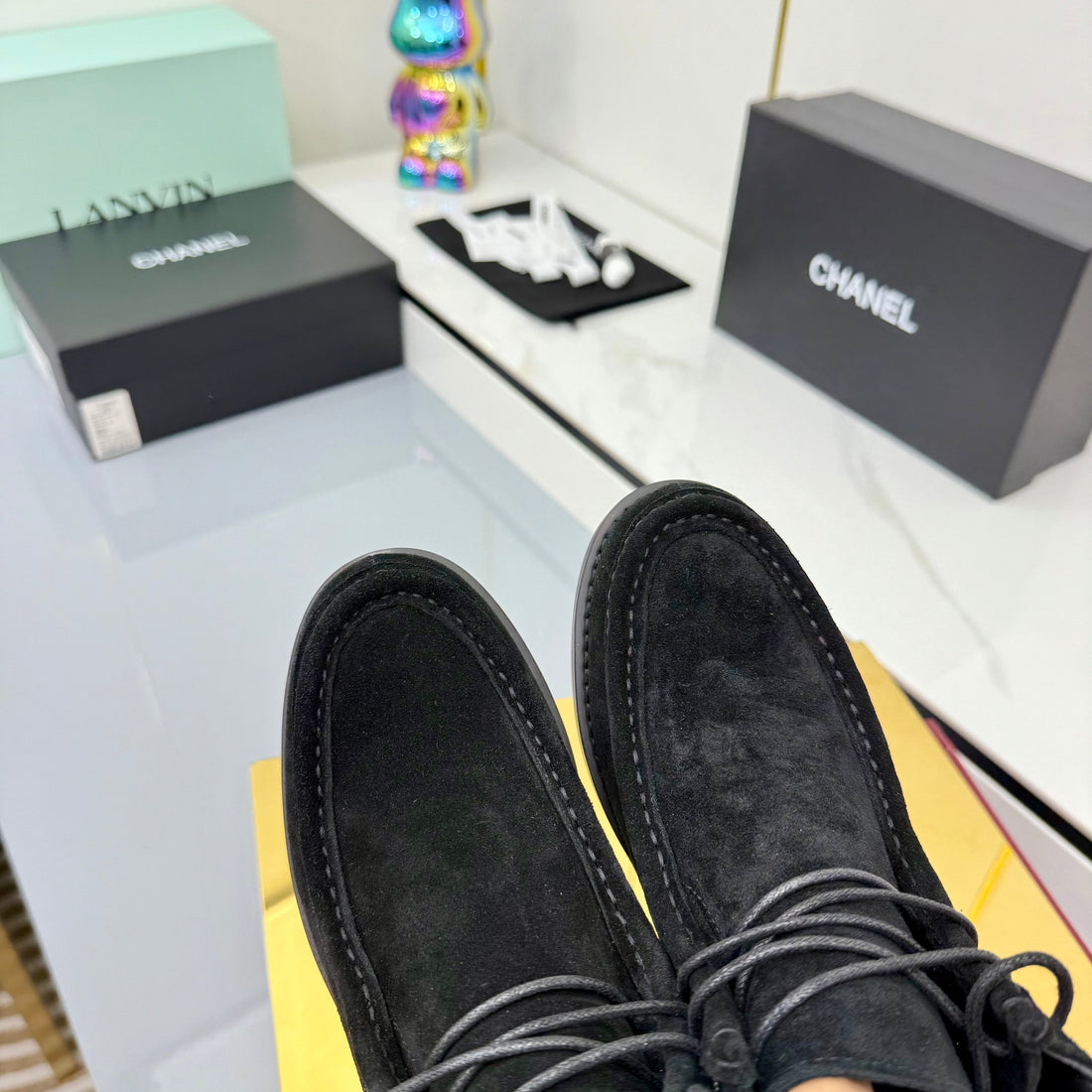 CC 25 Ankle Boots Black Suede Cowhide And Tweed 454710