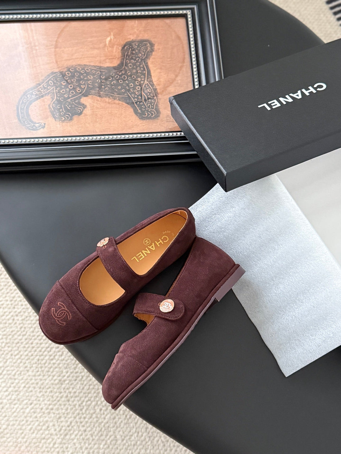 CC 25K Mary Jane Flats Burgundy Suede 458763