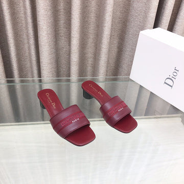 CD Dway Flip-Flop Colorblocked Logo Embroidery Burgundy 45MM Cowhide