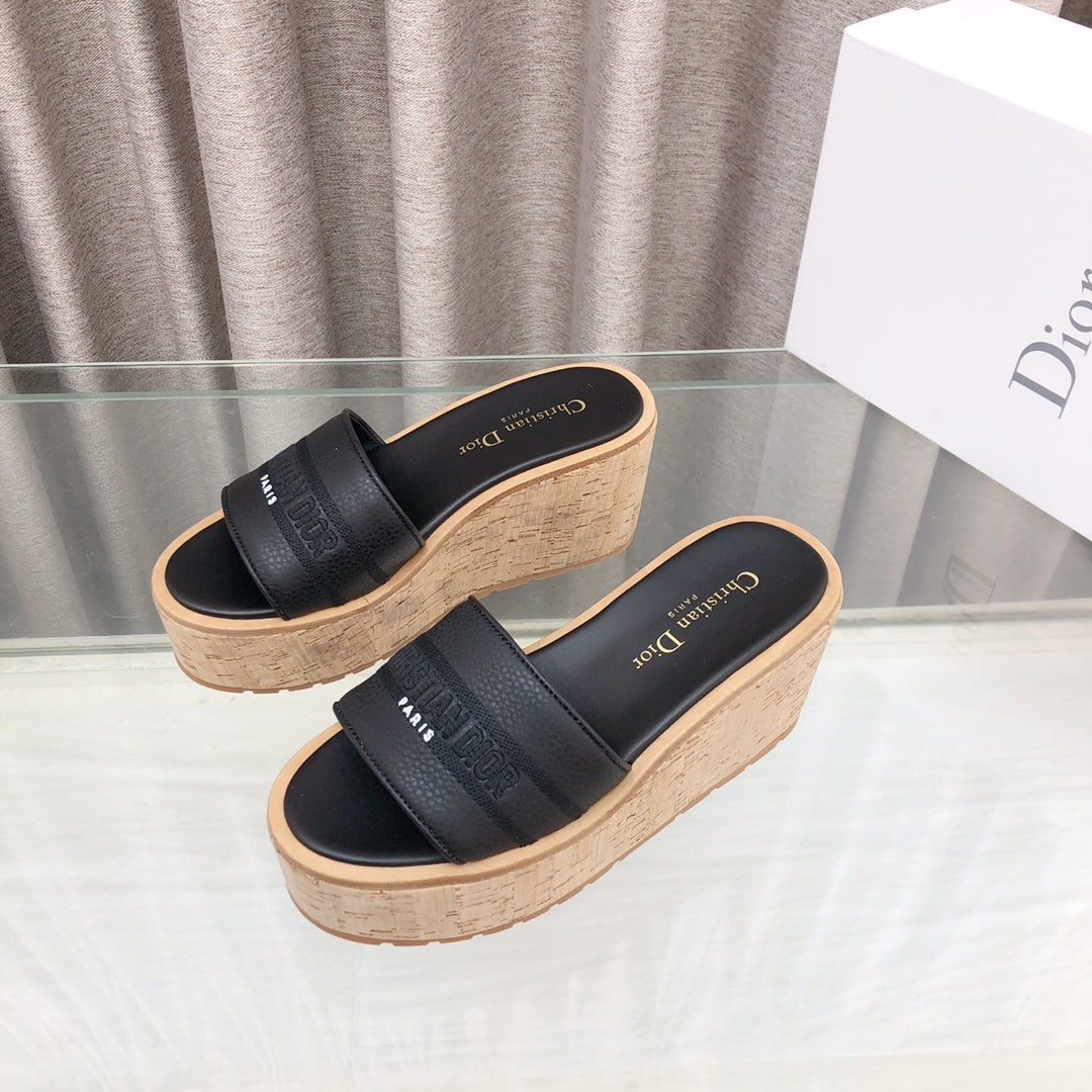 CD Dway Jelly-Colored Platform Heel 100MM Sandals Black Calskin