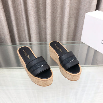 CD Dway Jelly-Colored Platform Heel 100MM Sandals Black Calskin
