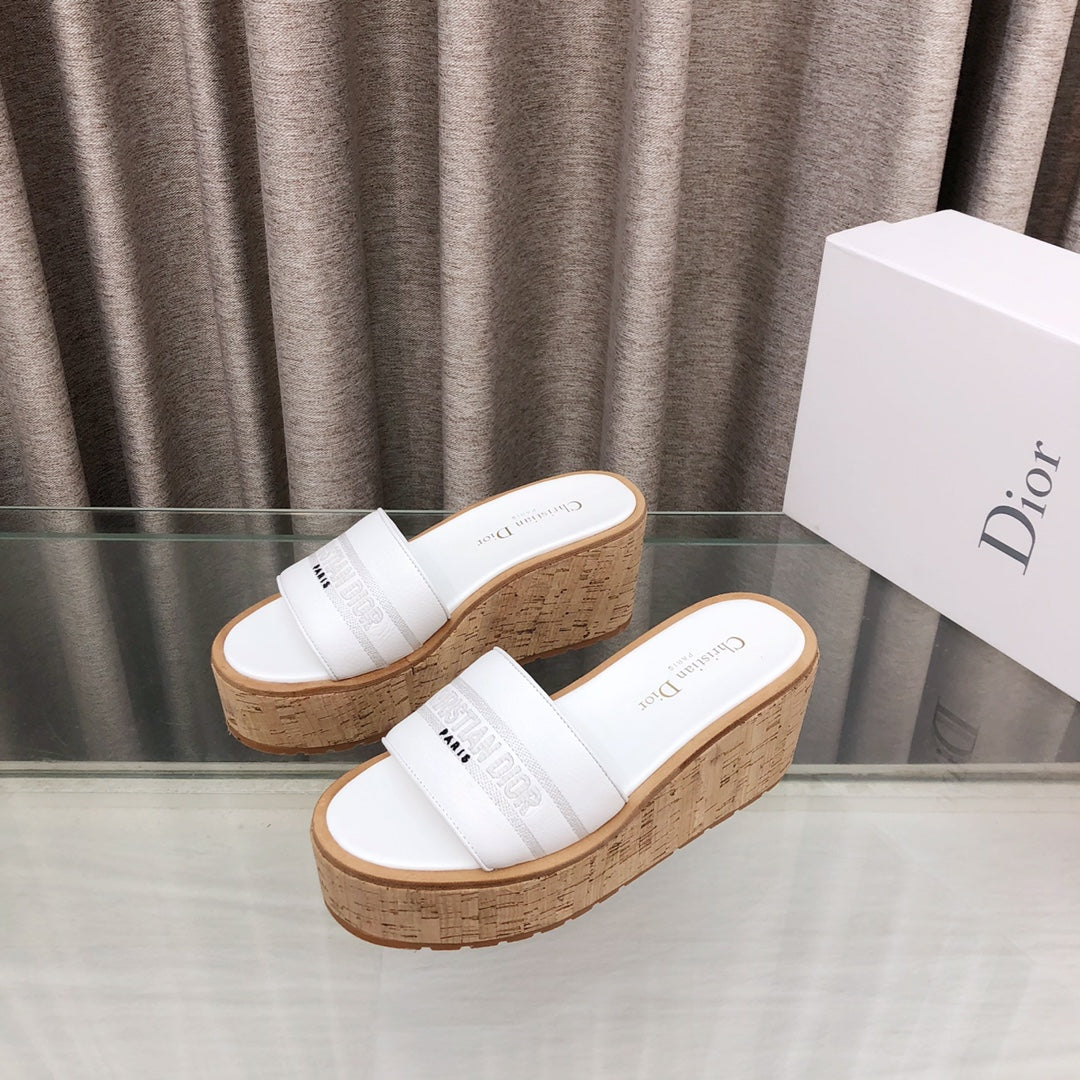 CD Dway Jelly-Colored Platform Heel 100MM Sandals White Calskin