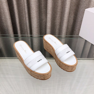 CD Dway Jelly-Colored Platform Heel 100MM Sandals White Calskin