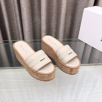 CD Dway Jelly-Colored Platform Heel 100MM Sandals Cream Calfskin