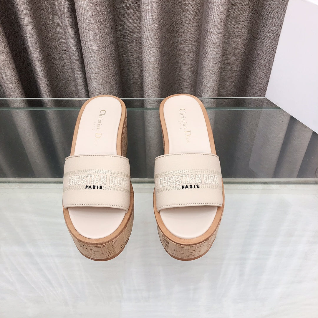 CD Dway Jelly-Colored Platform Heel 100MM Sandals Cream Calfskin