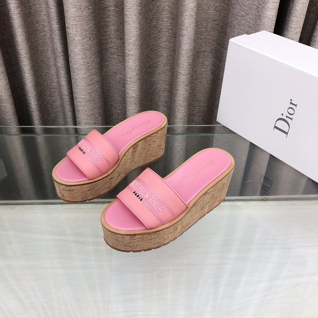CD Dway Jelly-Colored Platform Heel 100MM Sandals Pink Calfskin