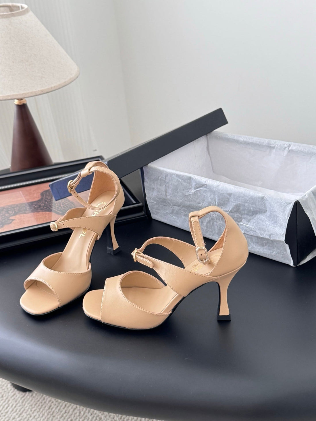 CC 25B Mary Janes 85MM High Heel Beige Sheepskin