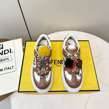 Fendi 25 Match Platform Sneakers Chocolate Brown Cowhide 469481