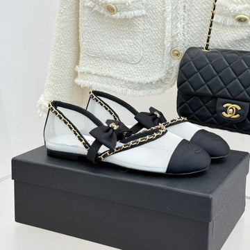 CC 25P Hollow Chain Bow Mary Janes White Mesh 473302