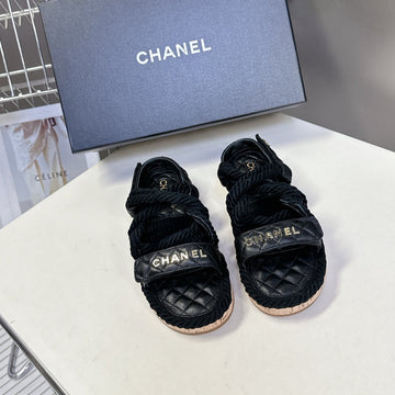 CC 25 Dad Sandals Black Rope And Sheepskin 473371