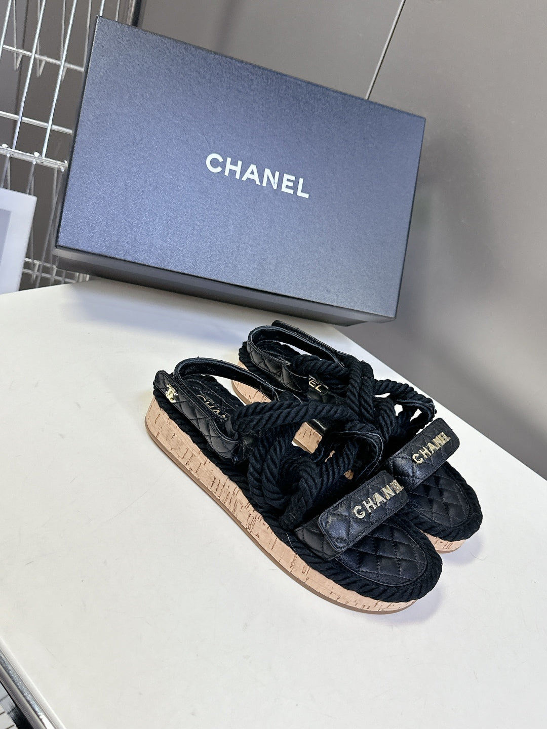 CC 25 Dad Sandals Black Rope And Sheepskin 473371