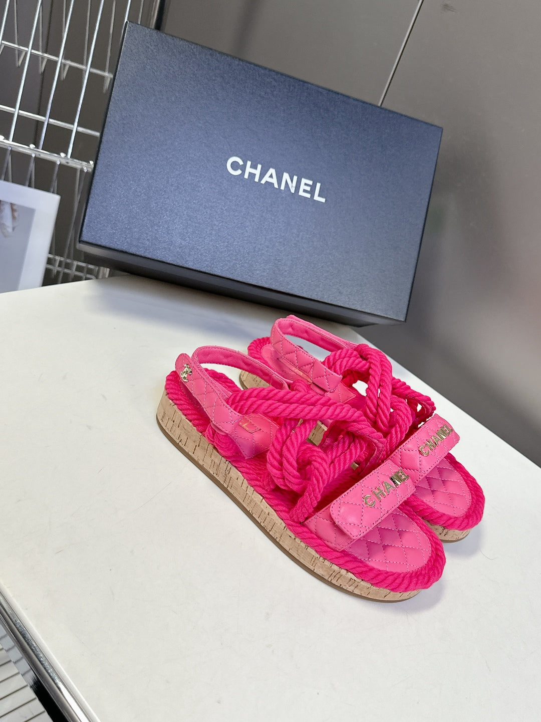 CC 25 Dad Sandals Pink Rope And Sheepskin 473368