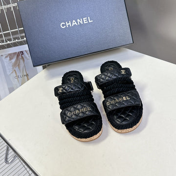 CC 25 Sandals Black Rope And Sheepskin 473366