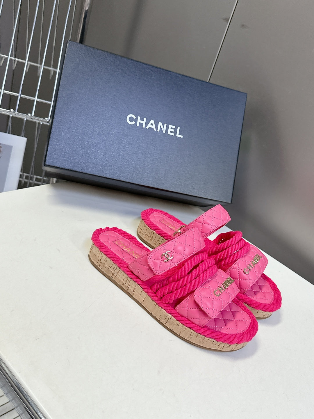 CC 25 Sandals Pink Rope And Sheepskin 473363