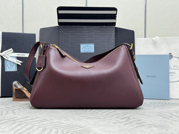 Pra Aimee Underarm Hobo Bag 39CM Burgundy Cowhide 267275