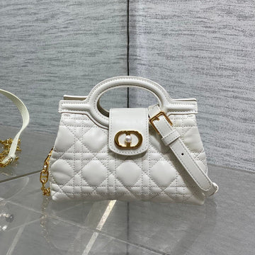 CD Jolie Top Handle Mini Chain Bag 19CM White Cowhide