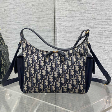 CD D-Dream Two Side Pockets 24CM Blue Canvas And Cowhide