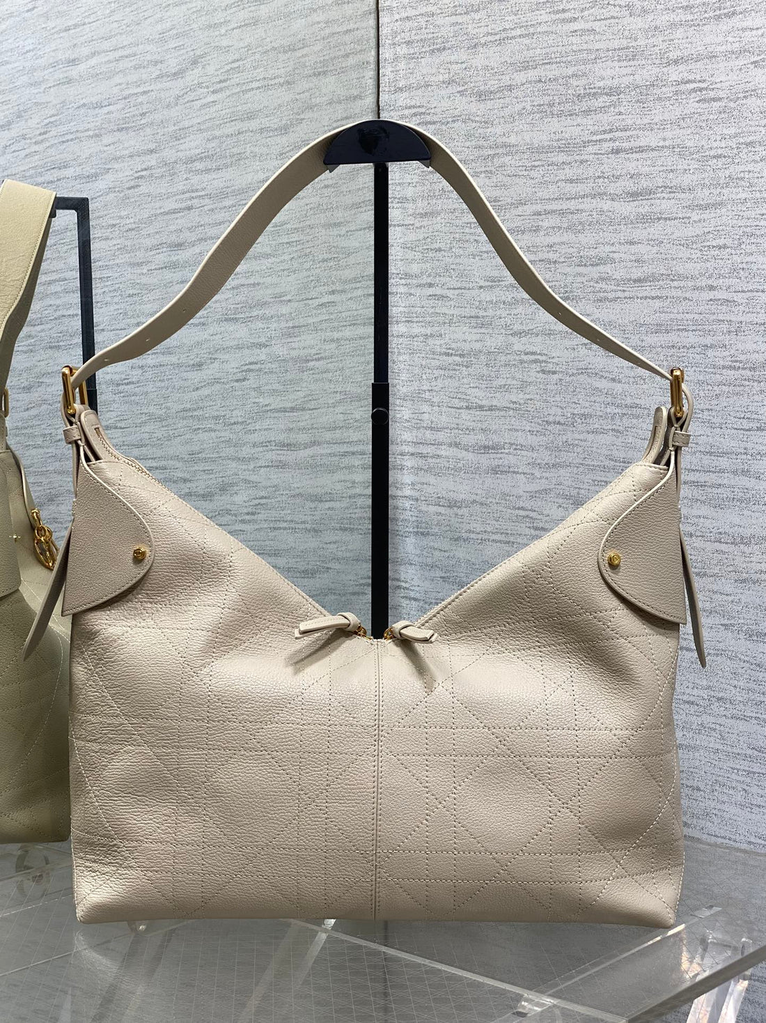 CD Voyage Handbag 34CM Cream Cowhide