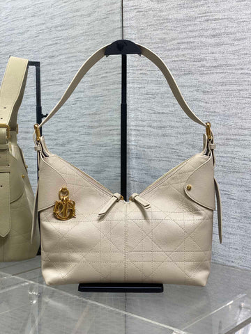CD Voyage Handbag 28CM Cream Cowhide