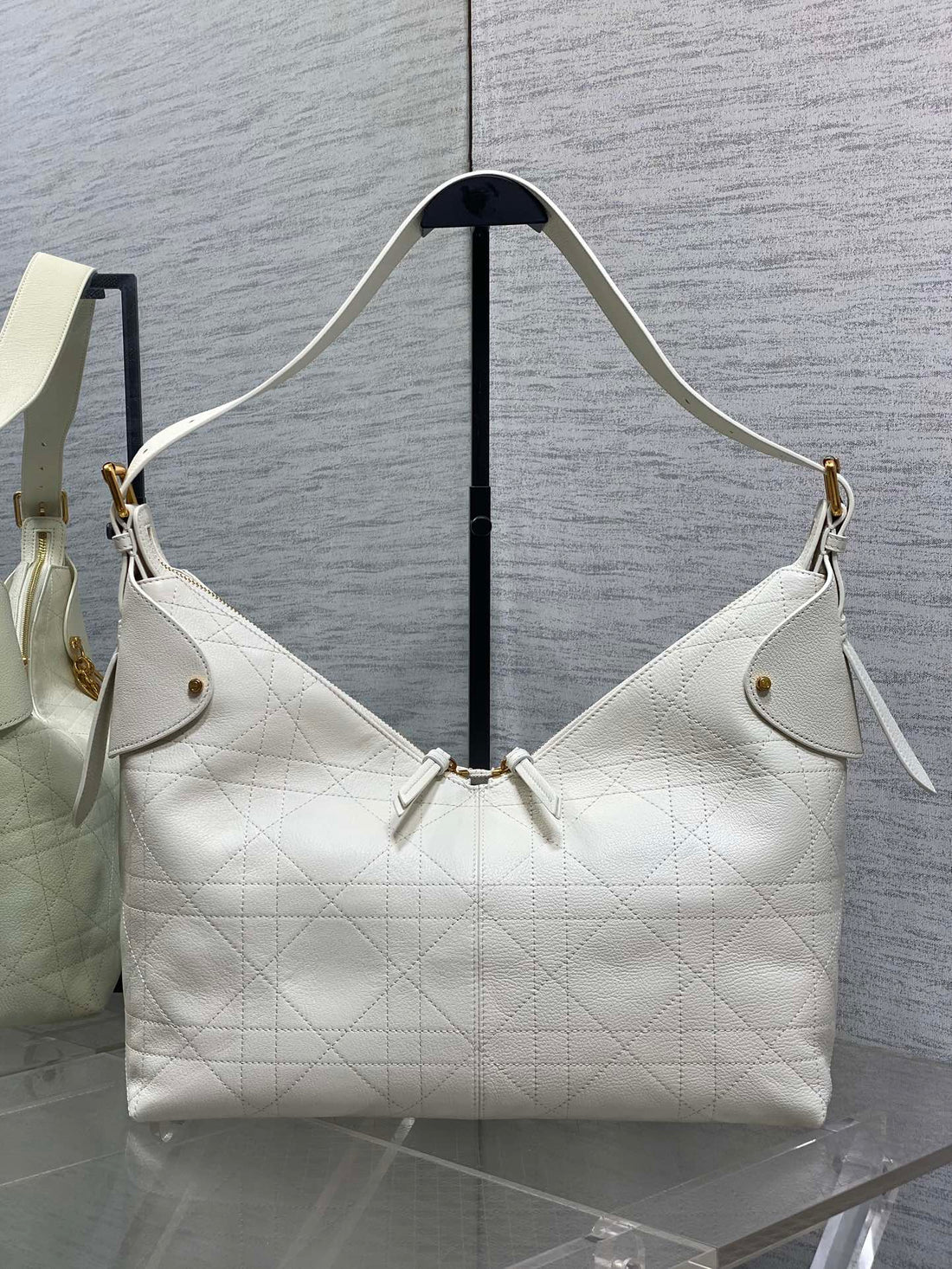 CD Voyage Handbag 34CM White Cowhide