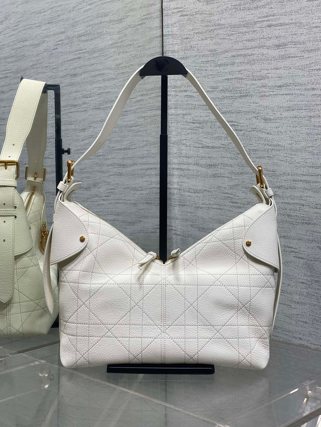 CD Voyage Handbag 28CM White Cowhide