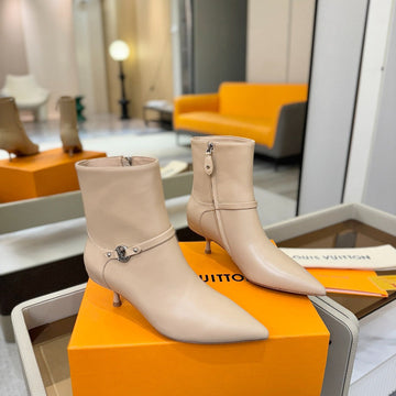 LV 6AM Ankle Boots 55MM Heel Cream Calfskin 504809