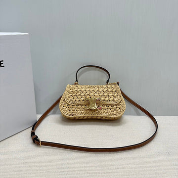 Celin Teen Lola Small Raffia Woven Handbag 129136