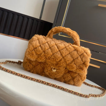 Mini Cf 25 Flap Bag Brown Shearling