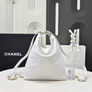 CC 25S Hobo Bag Runway Style Backpack In White Cowhide