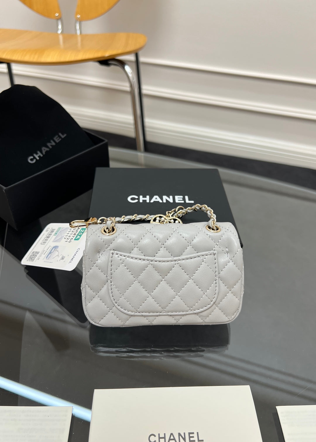 CC 25A Super Mini Bag 12.5cm Light Gray Lambskin