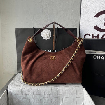 CC 25A Tote Bag 33CM Dark Brown Suede