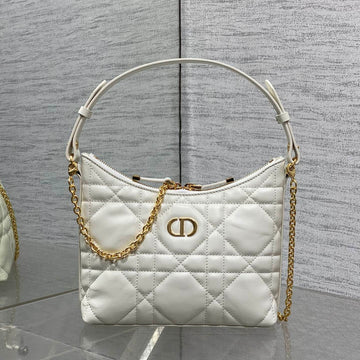 CD Shoulder Bag 19CM White Lambskin Ghw
