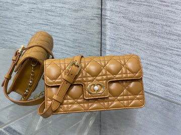 CD Pearl Chain Bag Caramel 21CM Lambskin