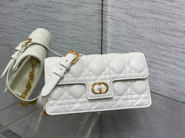 CD Pearl Chain Bag White 21CM Lambskin