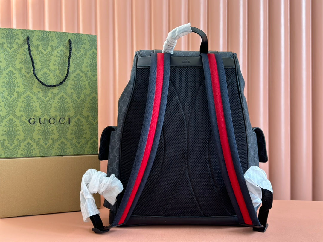 GG Side Pocket Backpack Black Supreme Canvas