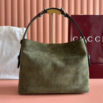 GG 25FW Beatrix Handbag 35CM Moss Green Suede Shw
