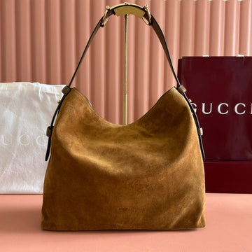 GG 25FW Beatrix Handbag 40CM Brown Suede Ghw