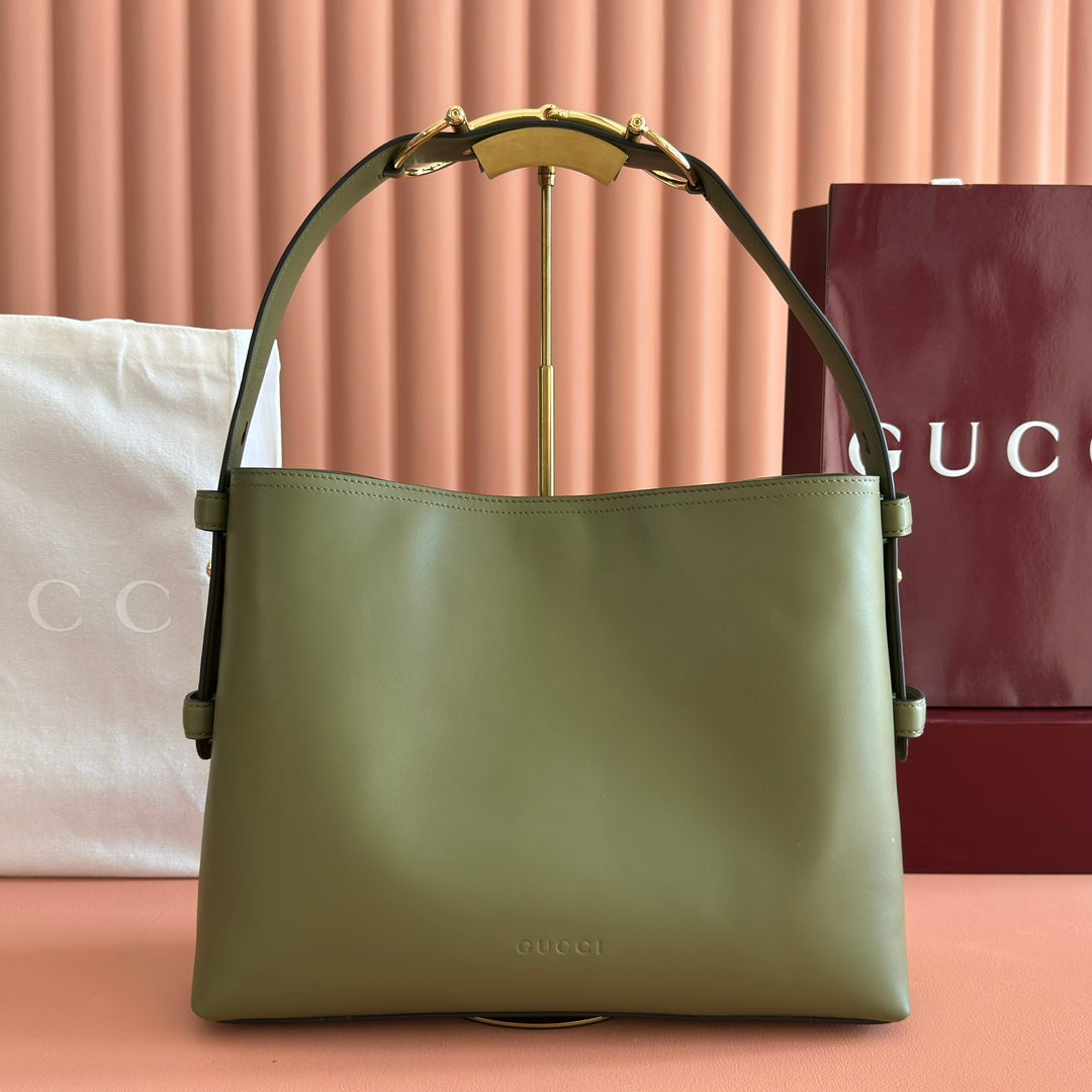 GG 25FW Beatrix Handbag 35CM Green Calfskin Ghw