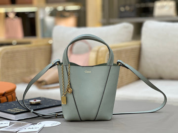Chloé Spin Tote Bag Small 18CM Light Blue Calfskin 272311