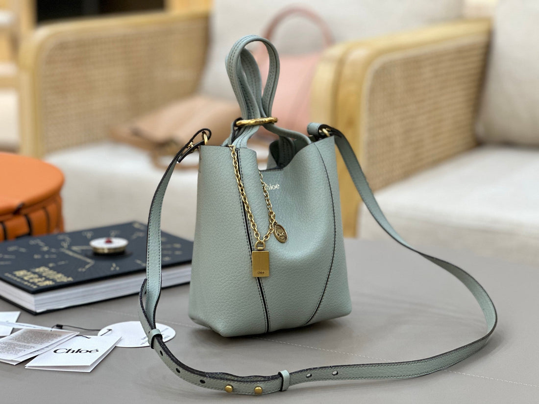 Chloé Spin Tote Bag Small 18CM Light Blue Calfskin 272311