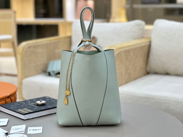 Chloé Spin Tote Bag Medium 27CM Light Blue Calfskin 272309