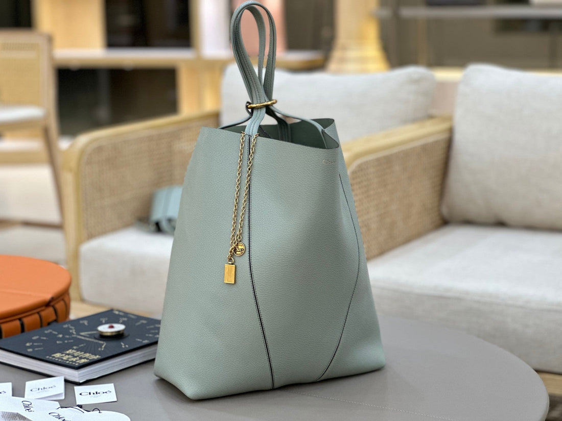 Chloé Spin Tote Bag Large 35CM Light Blue Calfskin 272307